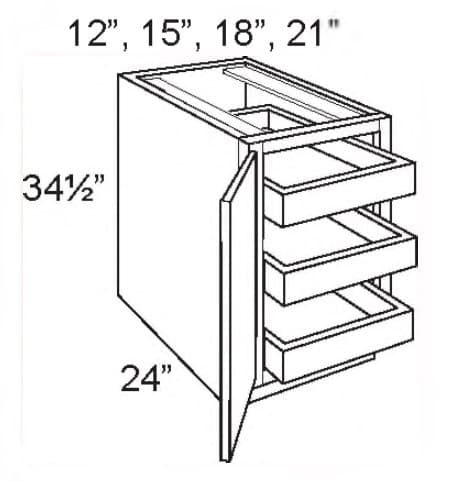 B21-FH-ROT-3 - Base W/fhd/three Roll Out Trays