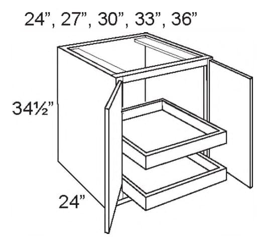 B30-FH-ROT-2 - Base W/fhd/two Roll Out Trays