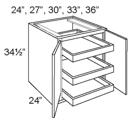 B24-FH-ROT-3 - Base W/fhd/three Roll Out Trays