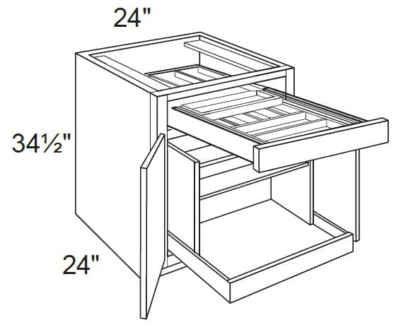 B24-PP-WTCD - Base W/Pots & Pans Storage W/2-Tier Cutlery Divider