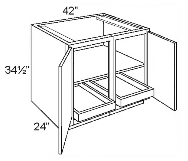 B42-FH-ROT-1 - Base W/fhd/two Roll Out Trays