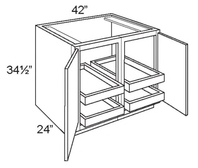 B42-FH-ROT-2 - Base W/2 V-roll-out Trays