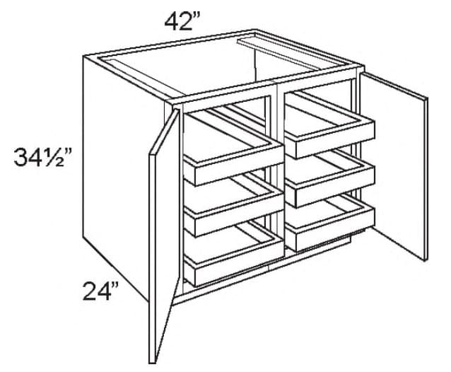 B42-FH-ROT-3 - Base W/fhd/six Roll Out Trays