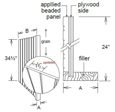 BDWR3FF - Beaded 24" Deep DWR Panel 3" Fluted Right