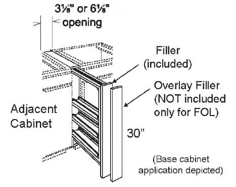 BFS6 - 6" Base Filler Pull-Out with Adjustable Shelves