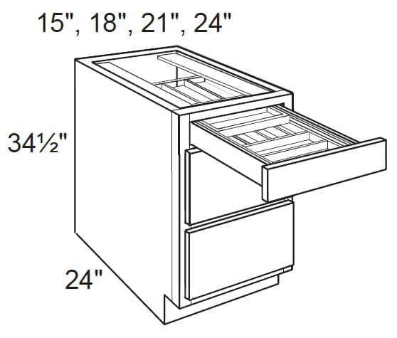 DB21-WTCD - 3 Drawer Base 21 WTCD