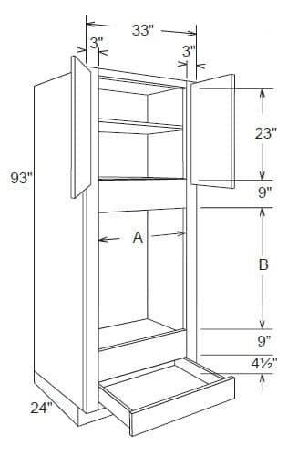 OVD3393 - Oven Drawer Cabinet 93"h