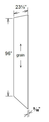 TEFP - Tall End Finished Panel 23.25 X 96 Loose Left (or Right) Side