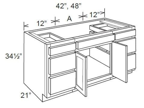 VSB6D48 - Vanity Combo Unit, 6 Drawers
