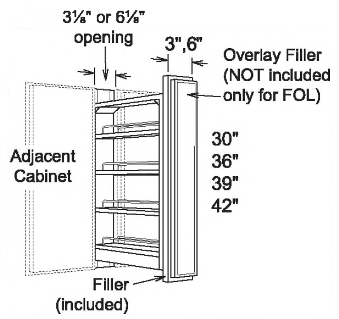WFS342 - 42" h Wall Filler Pull Out Storage